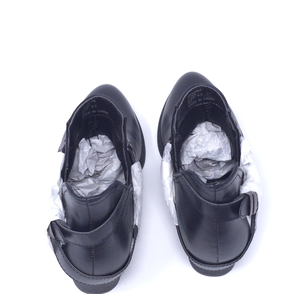 GC Shoes Buckle Wrap V-Cut Black Low Heel Ankle Booties M6.5 - Picture 8 of 10